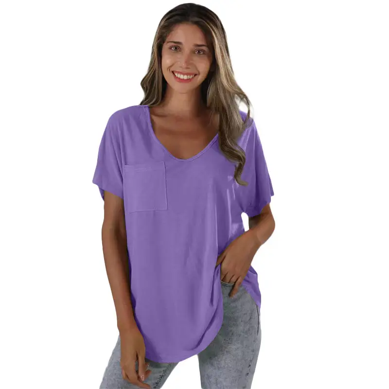 Women V-Neck T-Shirt Olive Green Plus Size
