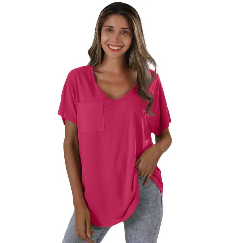 Women V-Neck T-Shirt Olive Green Plus Size