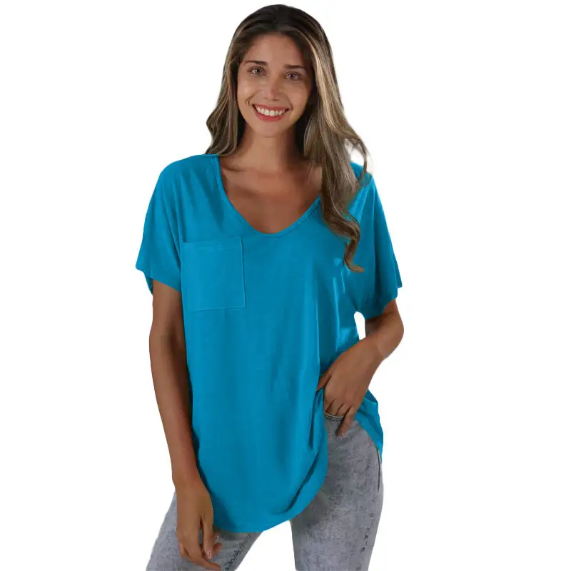 Women V-Neck T-Shirt Olive Green Plus Size