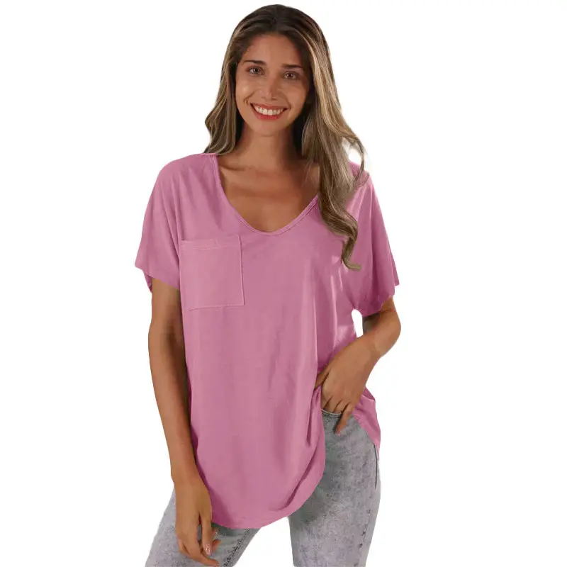 Women V-Neck T-Shirt Olive Green Plus Size