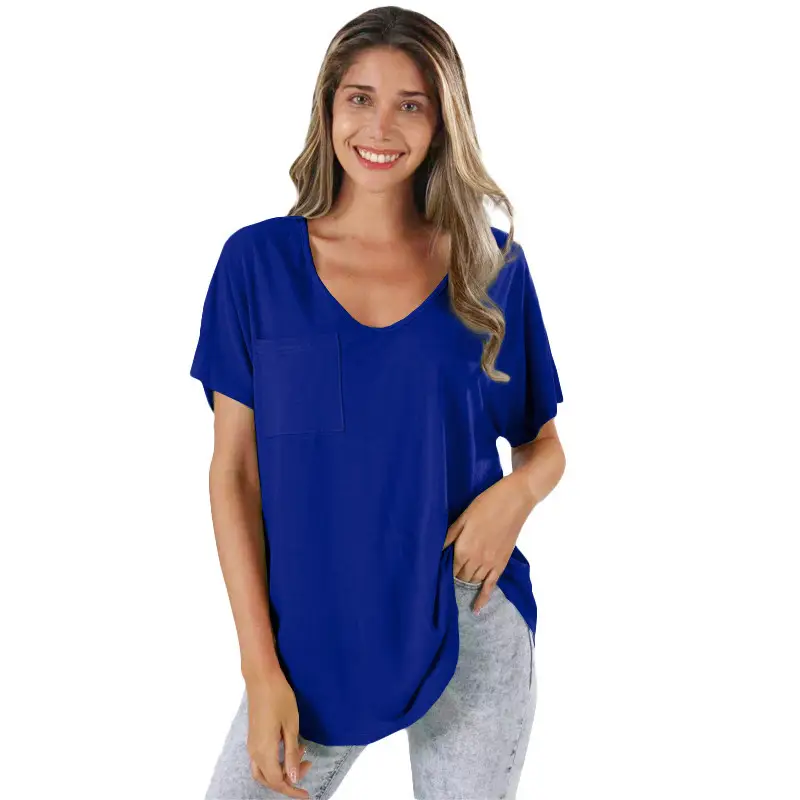 Women V-Neck T-Shirt Olive Green Plus Size