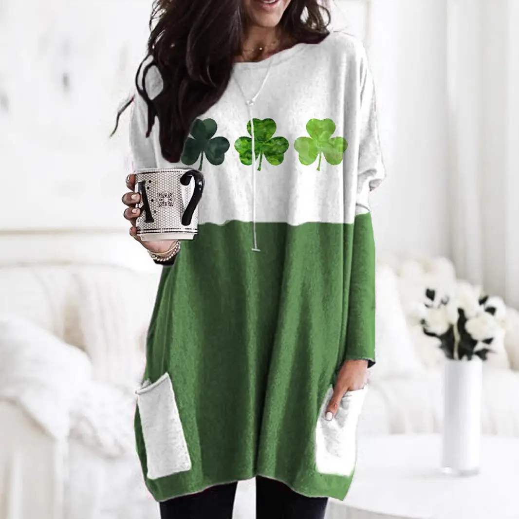 St. Patrick's Day 4-Lever Clover T-Shirt White Green Orange