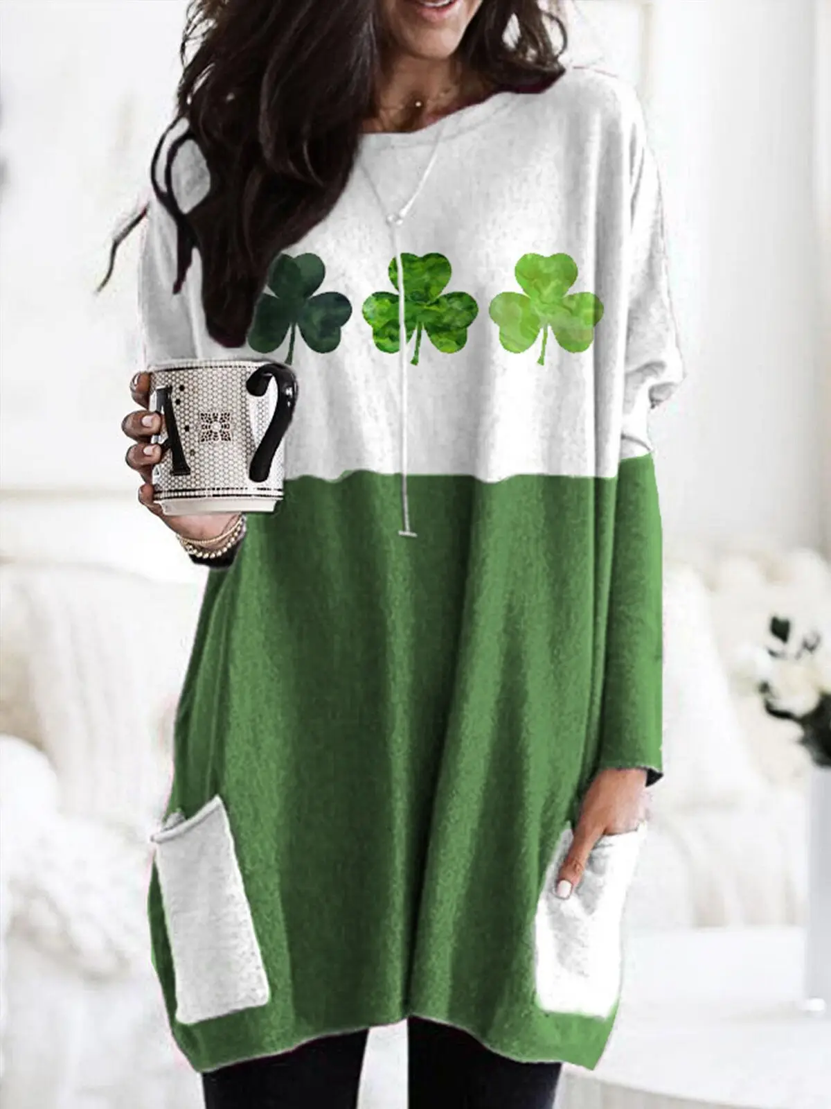 St. Patrick's Day 4-Lever Clover T-Shirt White Green Orange
