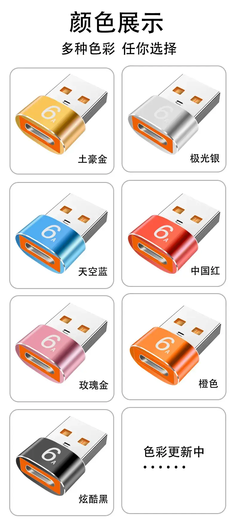 USB Type-C to OTG Female Adapter Fast Charging 6A — feature 2