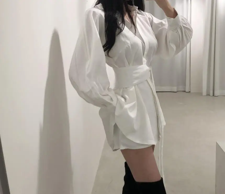 Women 2-Piece Sleeve Shirt & Shorts Set Beige Mid-Length — feature 12