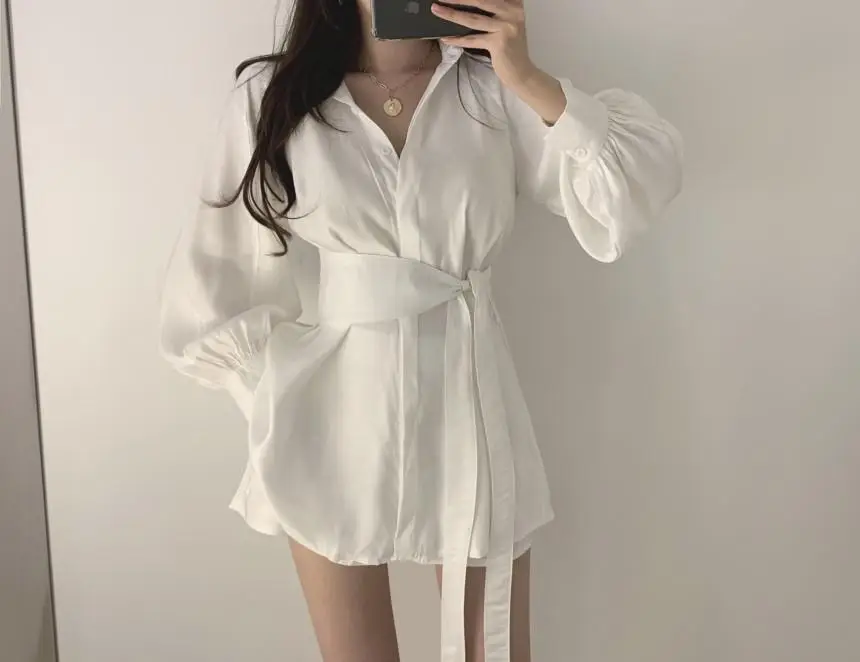 Women 2-Piece Sleeve Shirt & Shorts Set Beige Mid-Length — feature 4