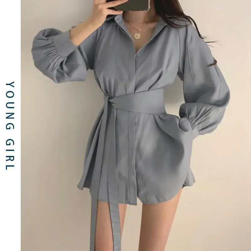 Women 2-Piece Sleeve Shirt & Shorts Set Beige Mid-Length