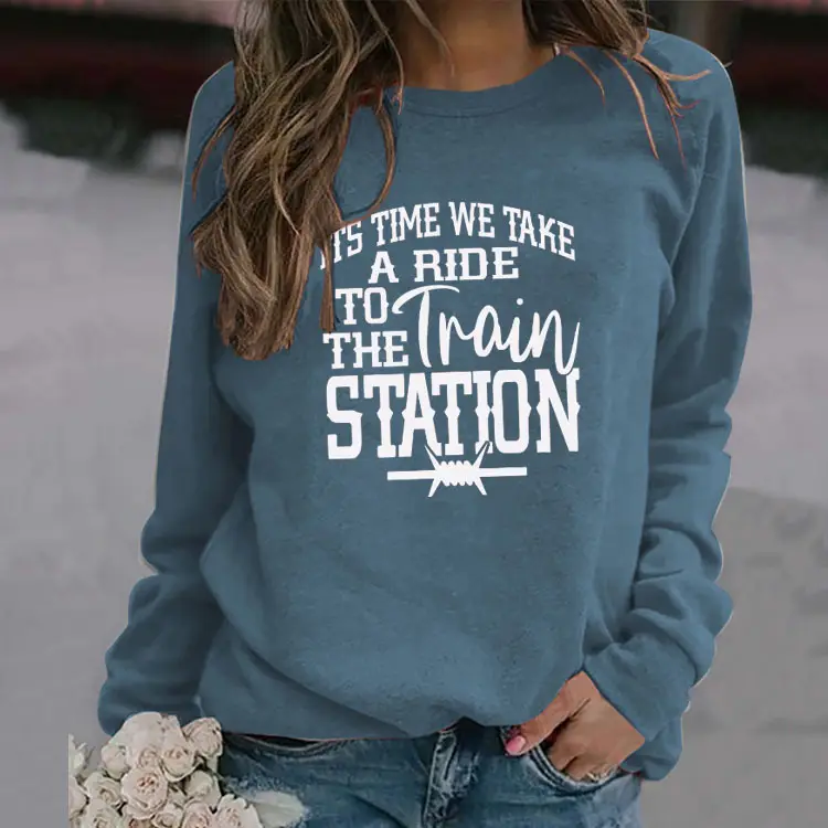 Women Red "FIDE TO THE Station" Sweatshirt - Image 18