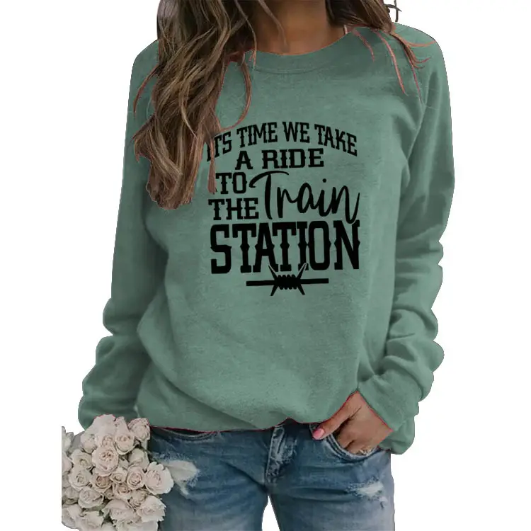 Women Red "FIDE TO THE Station" Sweatshirt - Image 19