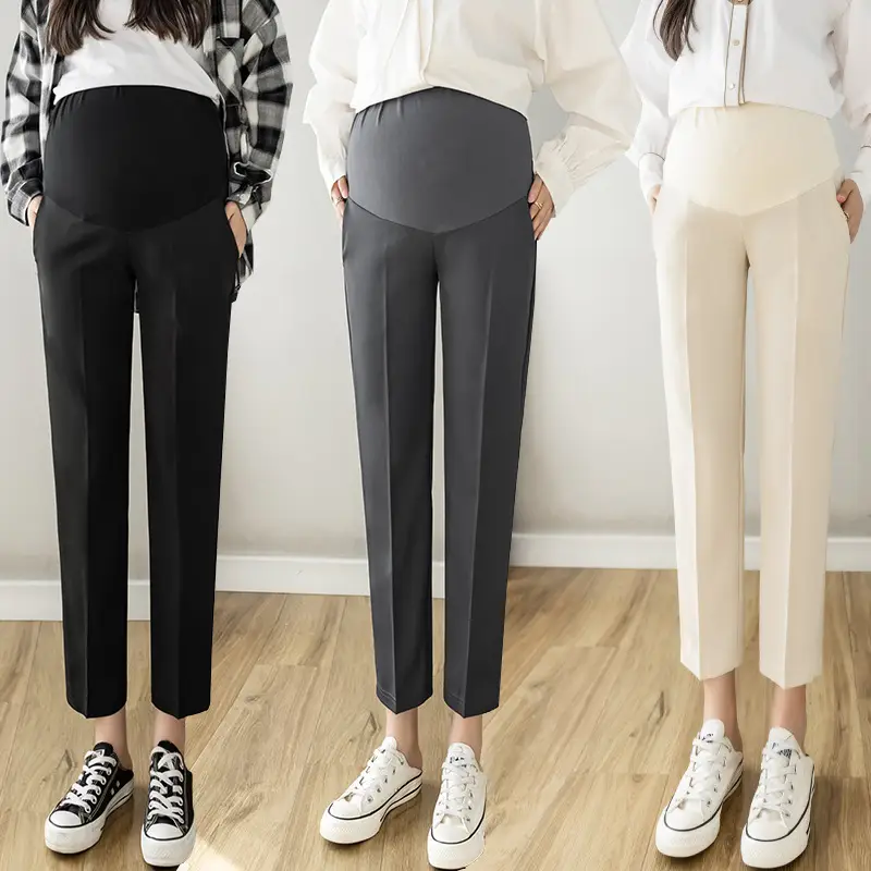Maternity Straight-Leg Pants Spring Wear Nine Point - Image 2