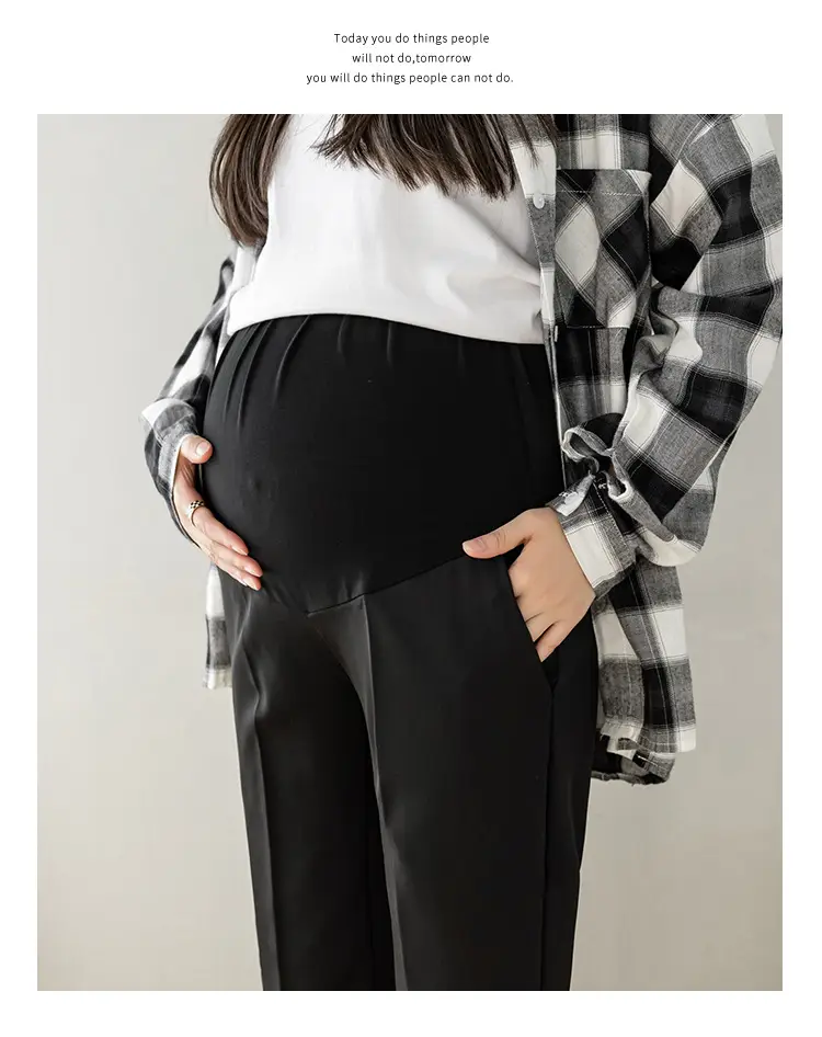 Maternity Straight-Leg Pants Spring Wear Nine Point — feature 19