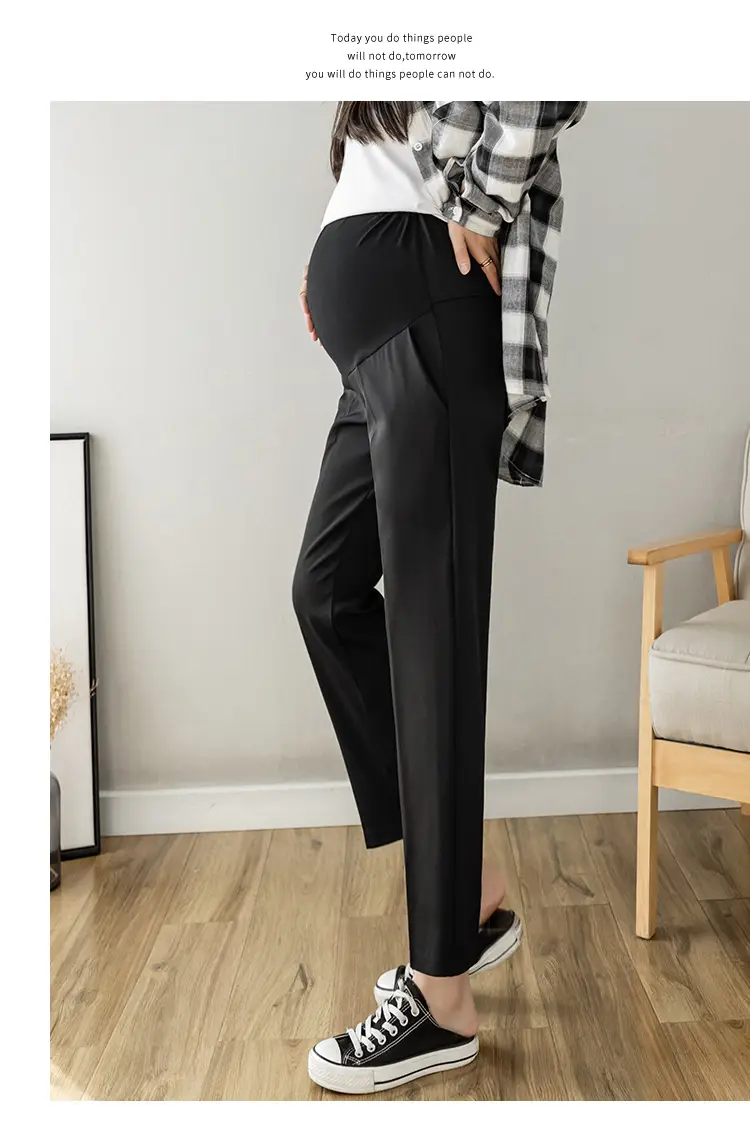 Maternity Straight-Leg Pants Spring Wear Nine Point — feature 20