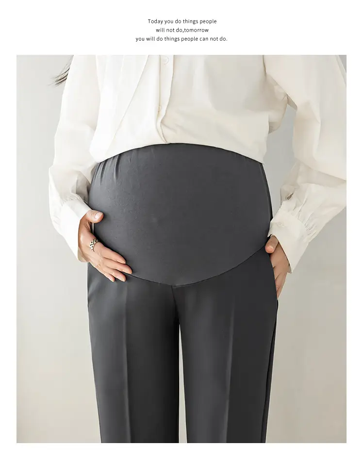 Maternity Straight-Leg Pants Spring Wear Nine Point — feature 21