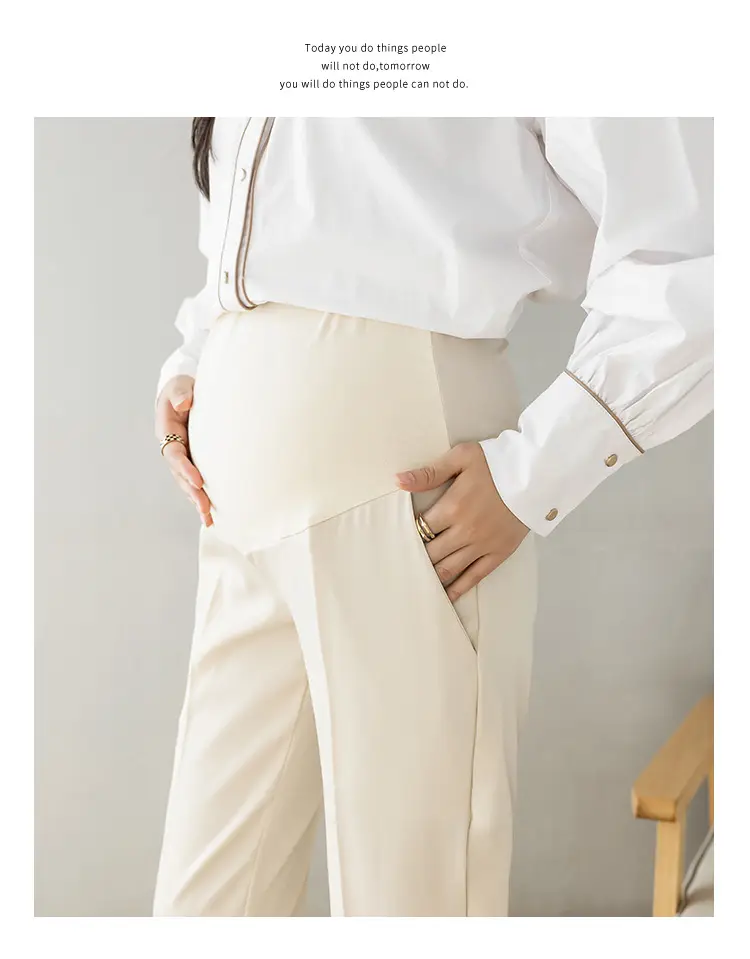 Maternity Straight-Leg Pants Spring Wear Nine Point — feature 25
