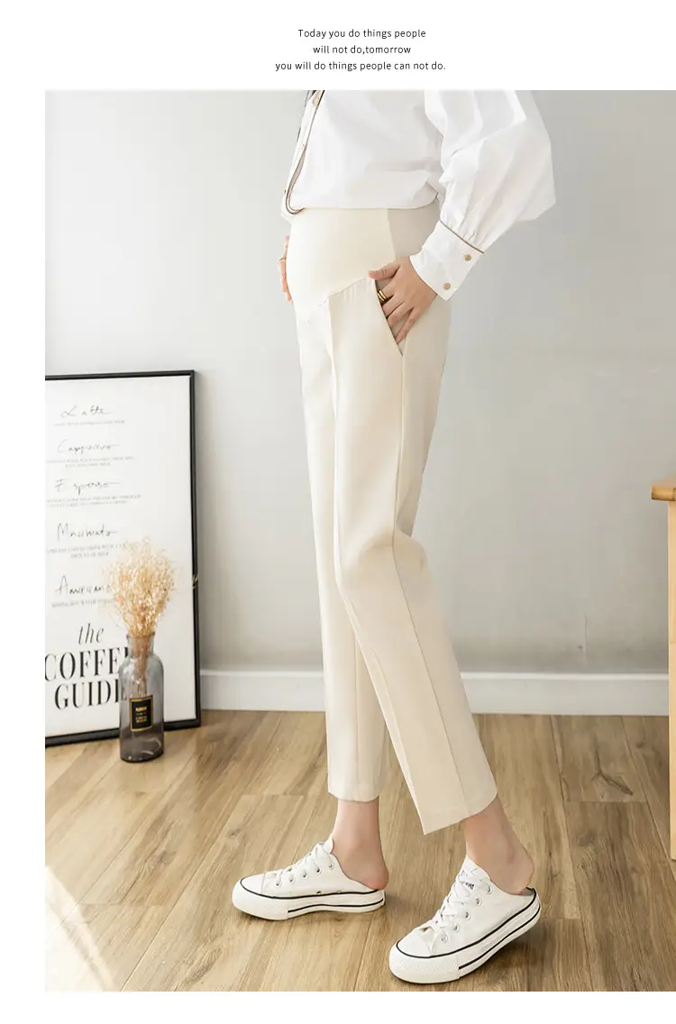 Maternity Straight-Leg Pants Spring Wear Nine Point — feature 27