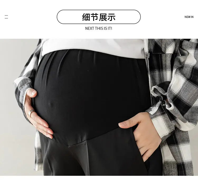 Maternity Straight-Leg Pants Spring Wear Nine Point — feature 29