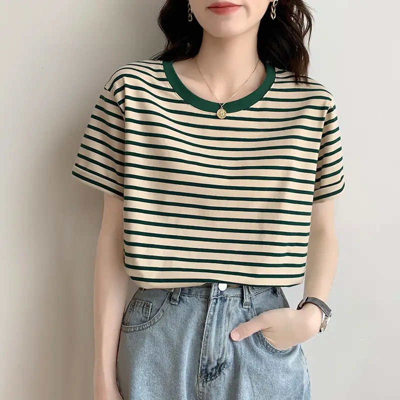 Women Striped T-Shirt Blue White 2026 - Image 7