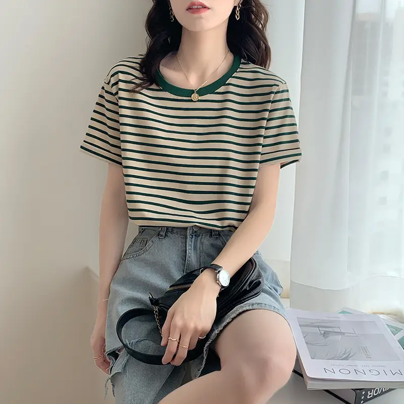Women Striped T-Shirt Blue White 2026 - Image 8