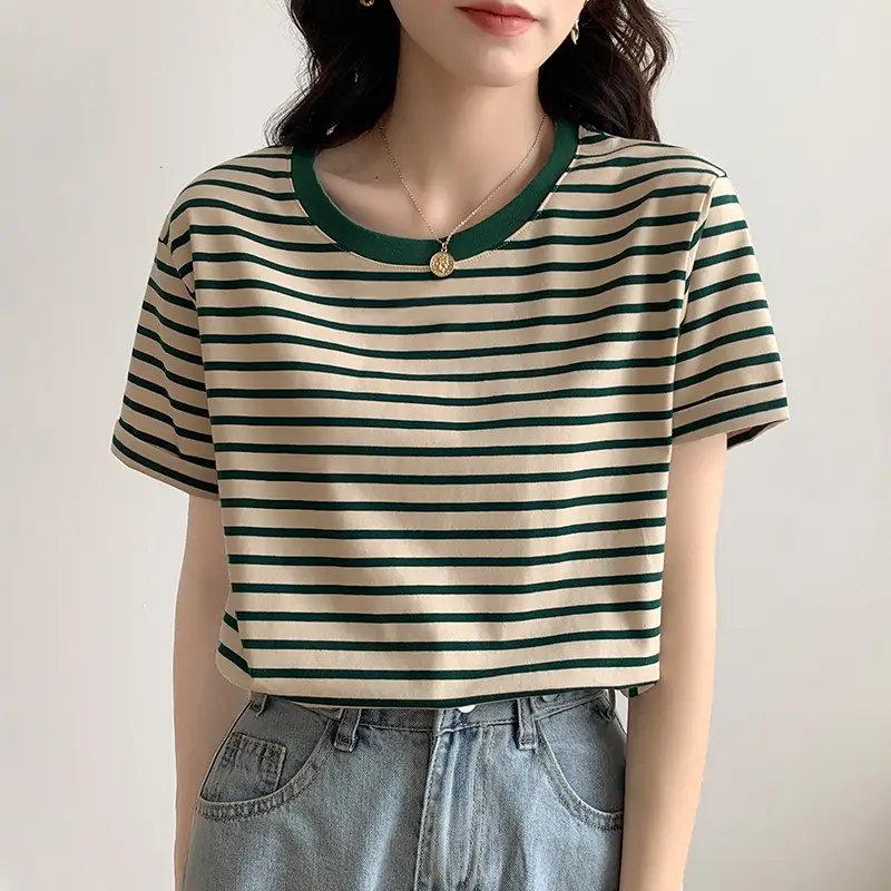 Women Striped T-Shirt Blue White 2026 - Image 10