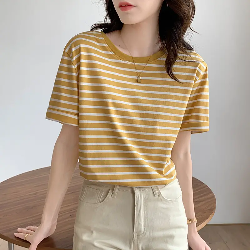 Women Striped T-Shirt Blue White 2026 - Image 4