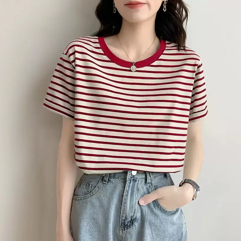 Women Striped T-Shirt Blue White 2026 - Image 5