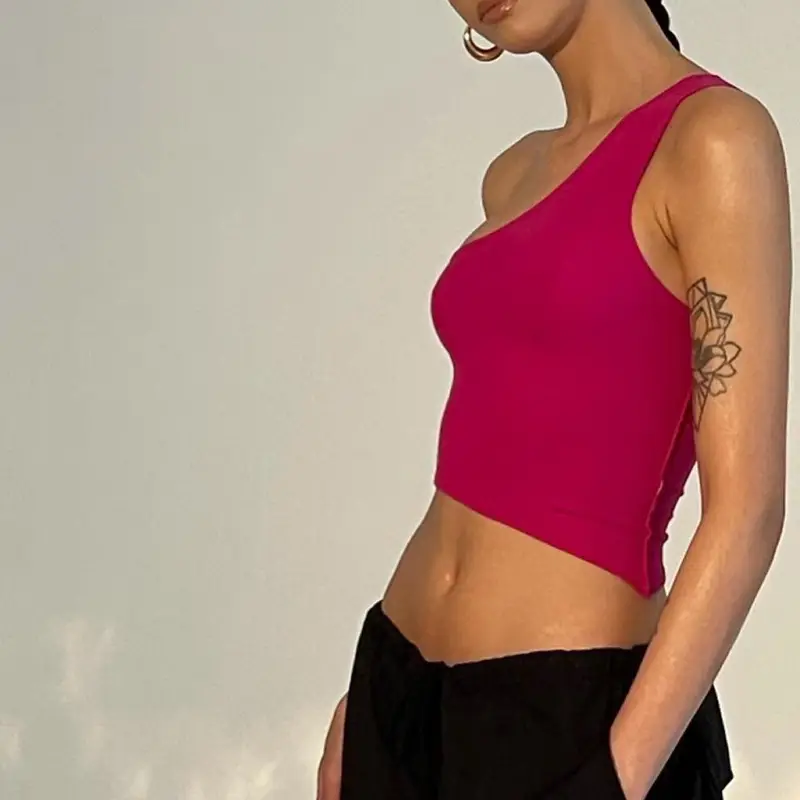Black Cross Neck Braless Tank Top with Patchwork Design — feature 11