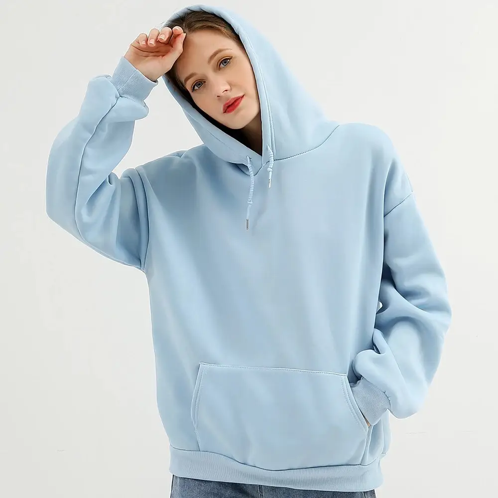 Women's Green Velvet Hoodie Large Solid Color