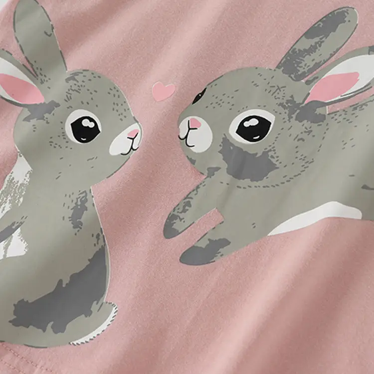 Malwee Summer Kids Bunny Cotton Suit Pink Beige - Image 6