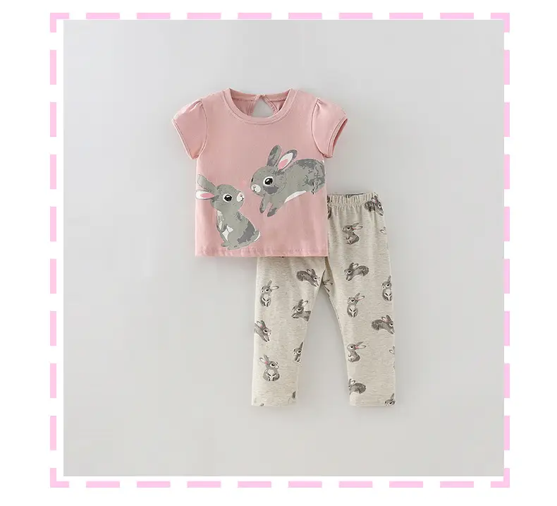 Malwee Summer Kids Bunny Cotton Suit Pink Beige — feature 13