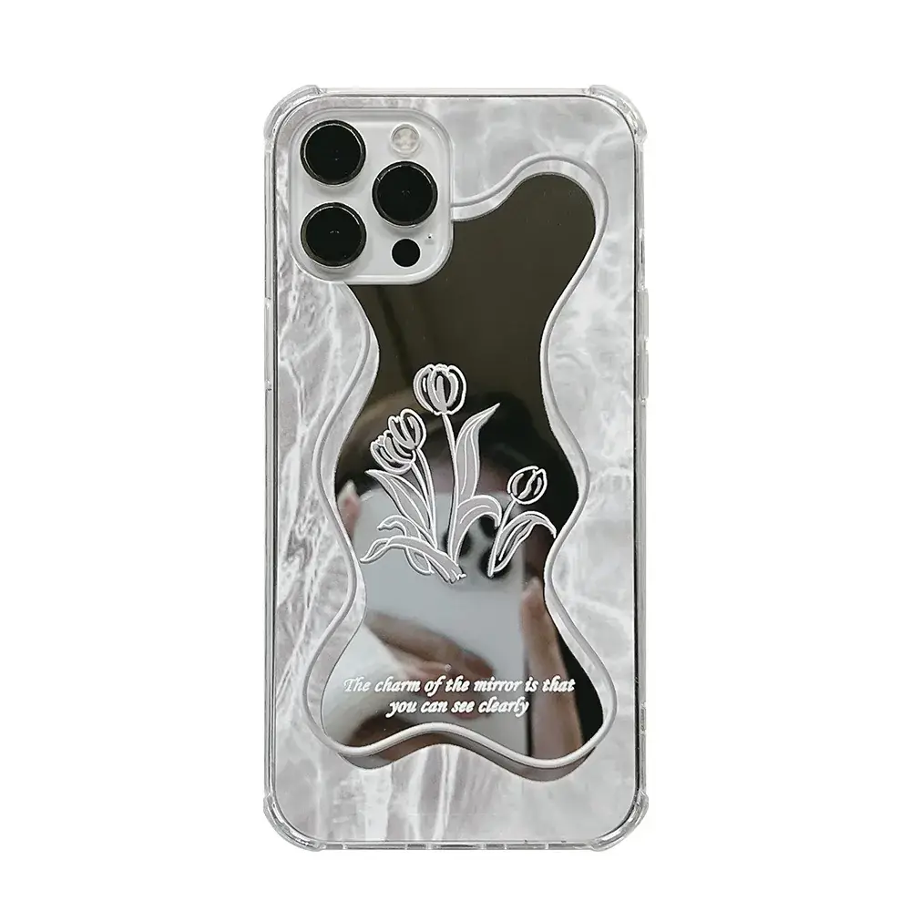 Minimalist Floral Mirror iPhone Case Clear Transparent - Image 6