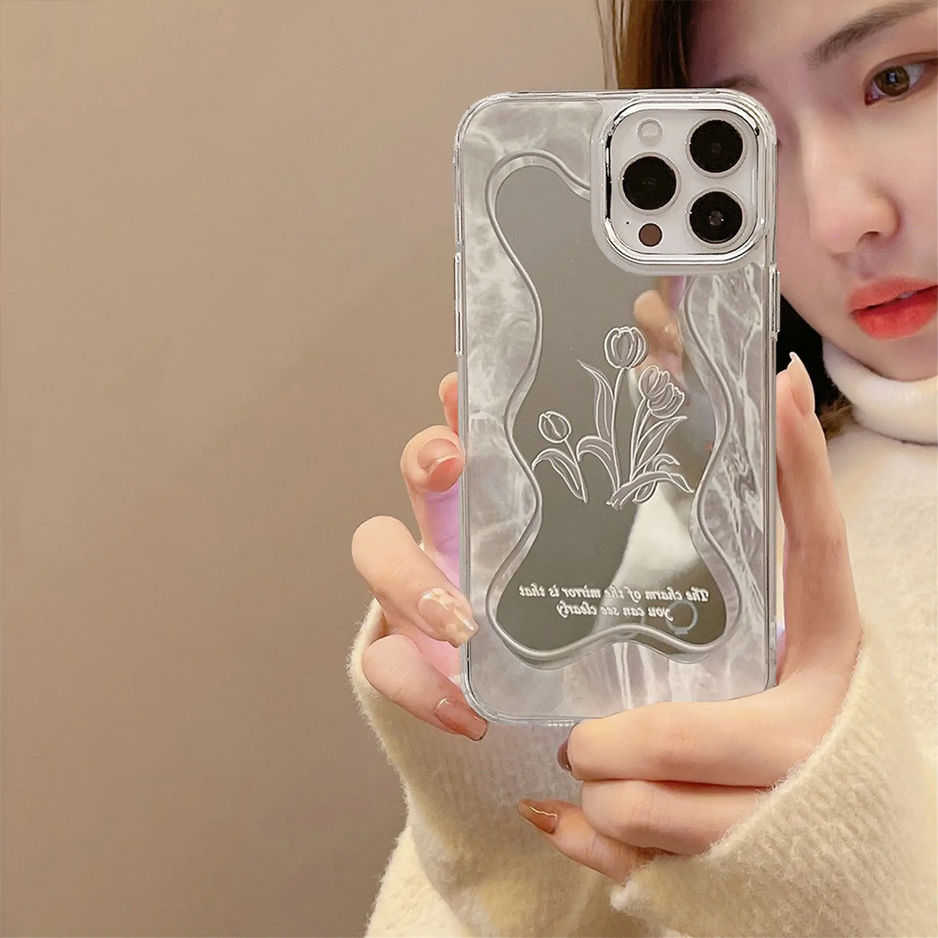 Minimalist Floral Mirror iPhone Case Clear Transparent — feature 14