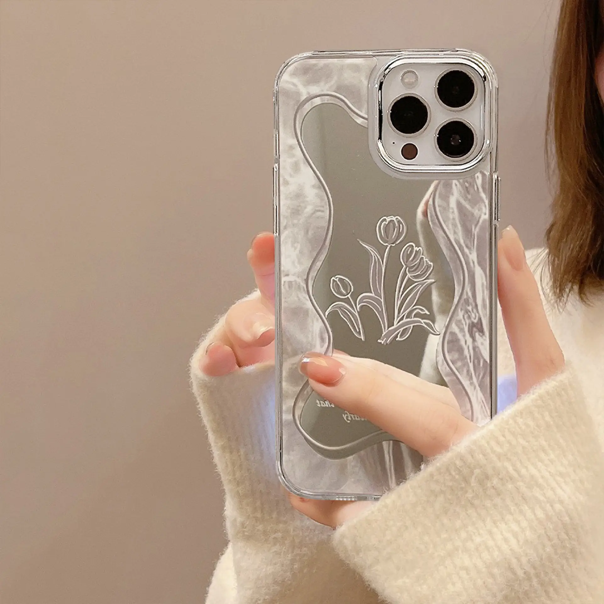 Minimalist Floral Mirror iPhone Case Clear Transparent — feature 16