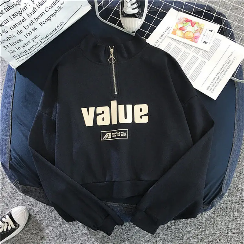 Women's Black Value Logo Velvet Sweatshirt 2022 - Image 2