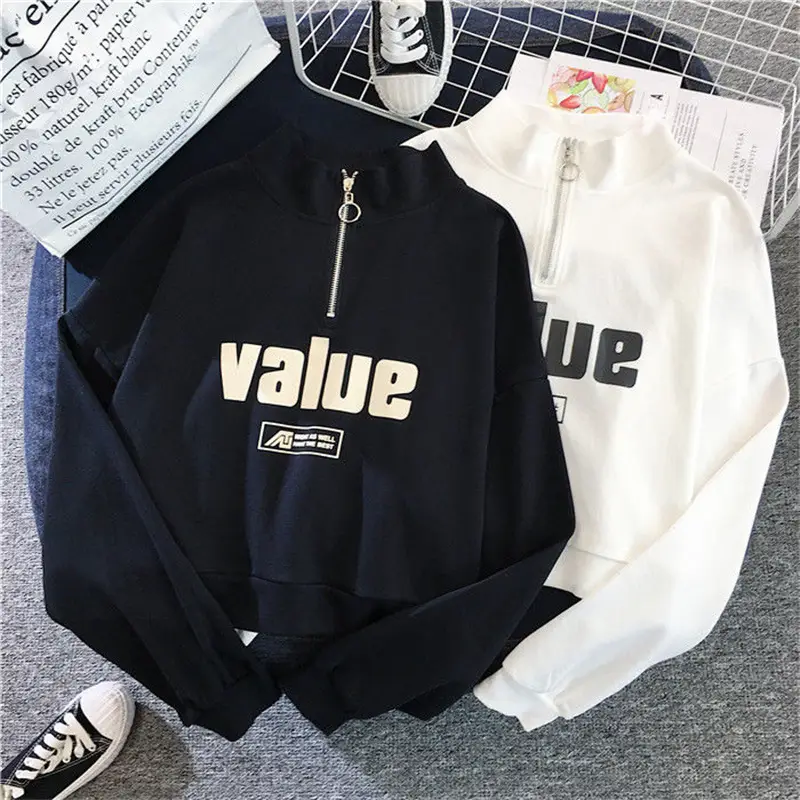 Women's Black Value Logo Velvet Sweatshirt 2022 - Image 4