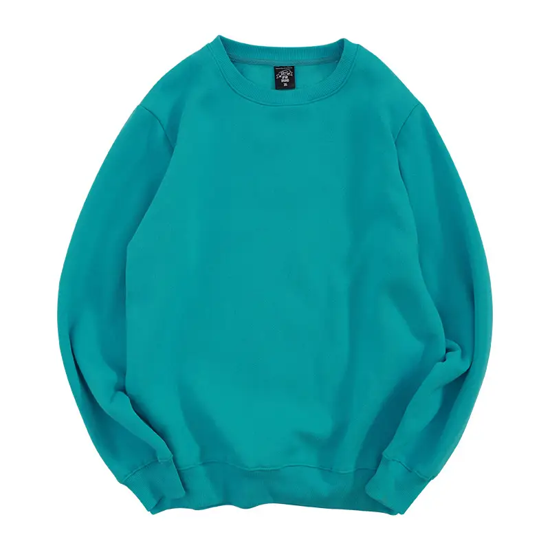 Men Women Loose Sweatshirt Turquoise Round Neck Party Dress