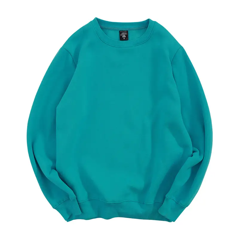 Men Women Loose Sweatshirt Turquoise Round Neck Party Dress
