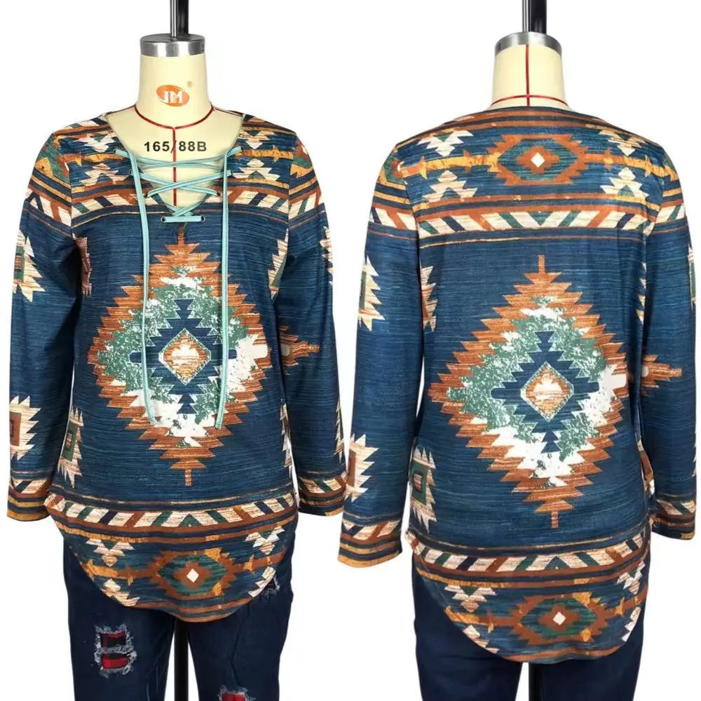 2022 V-Neck Printed Pullover Long Sleeve Women Purple — feature 1