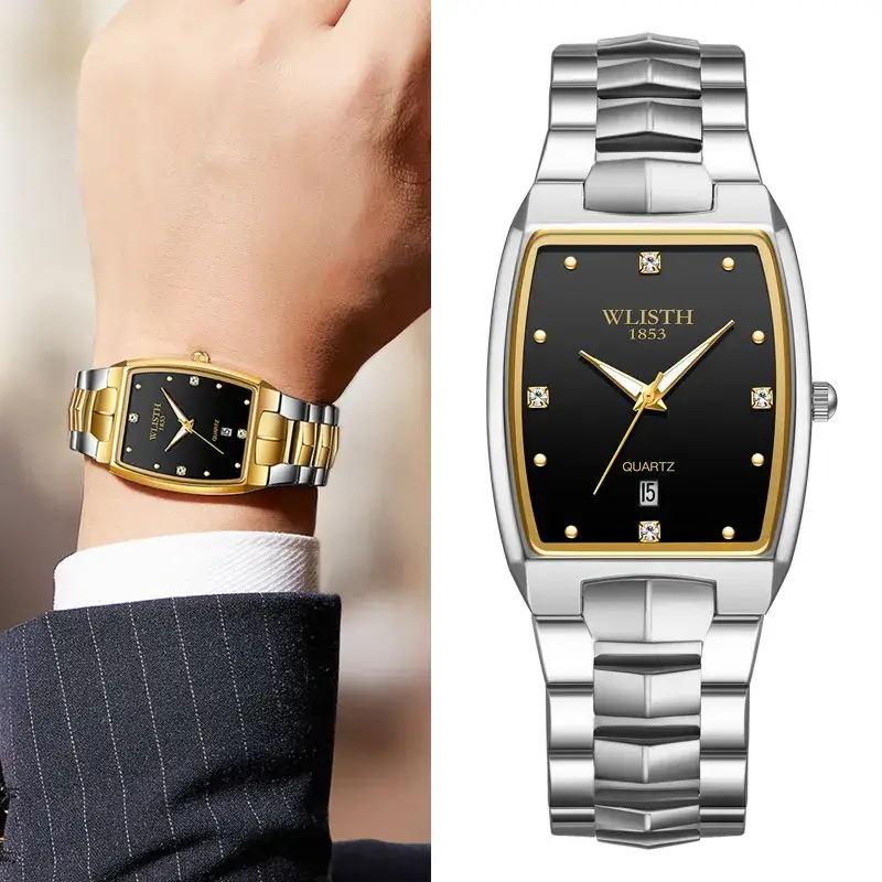 Walis Square Gold Steel Watch for Men Women - Image 7