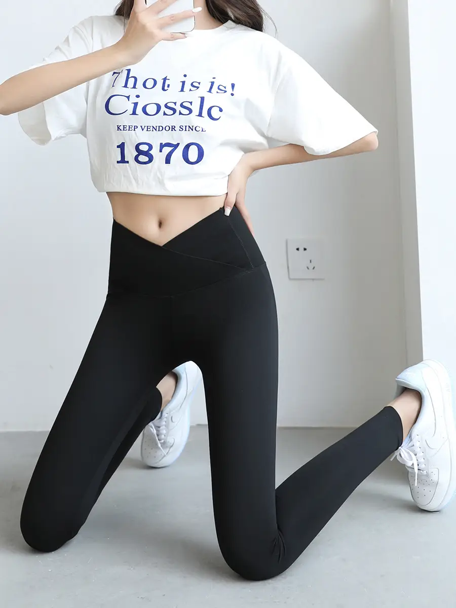 Women Cross Waist Butt Lifting Shark Pants High Waist Tight Fit - Image 5