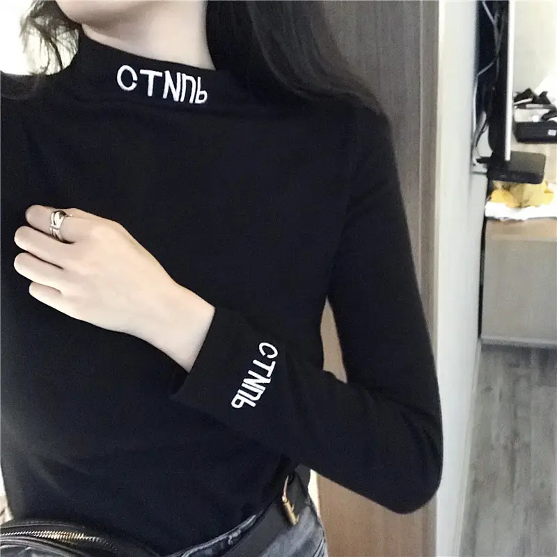 Women's Embroidered Long Sleeve T-Shirt White Winter — feature 14