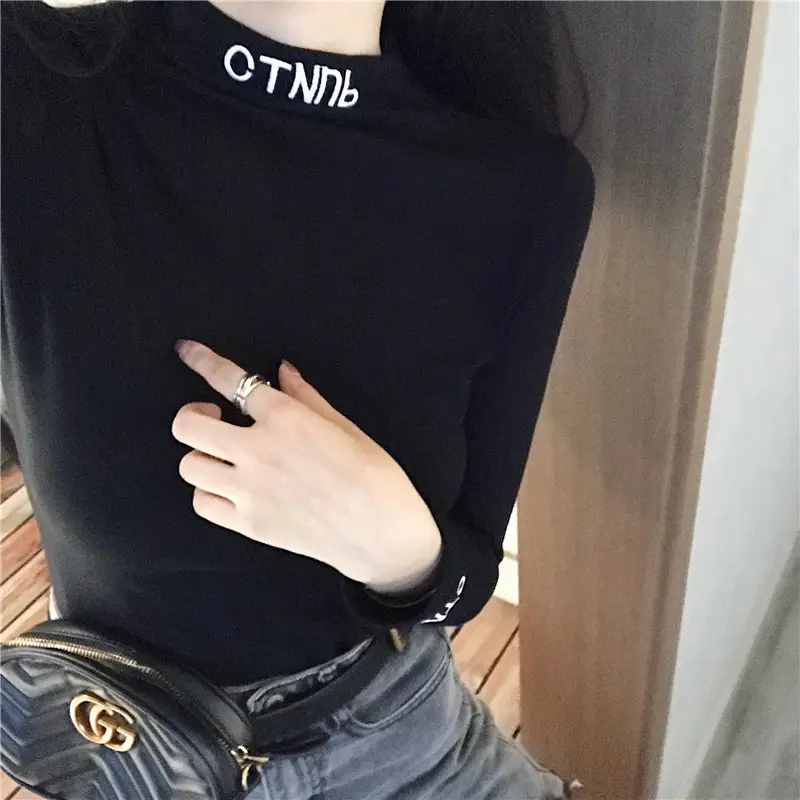 Women's Embroidered Long Sleeve T-Shirt White Winter — feature 23
