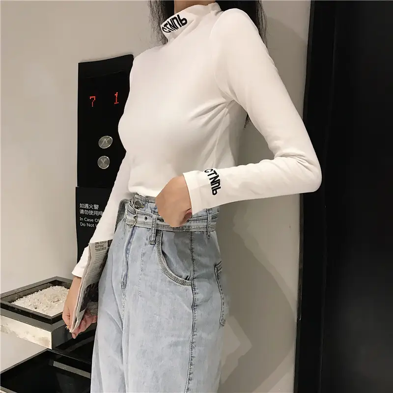 Women's Embroidered Long Sleeve T-Shirt White Winter — feature 8