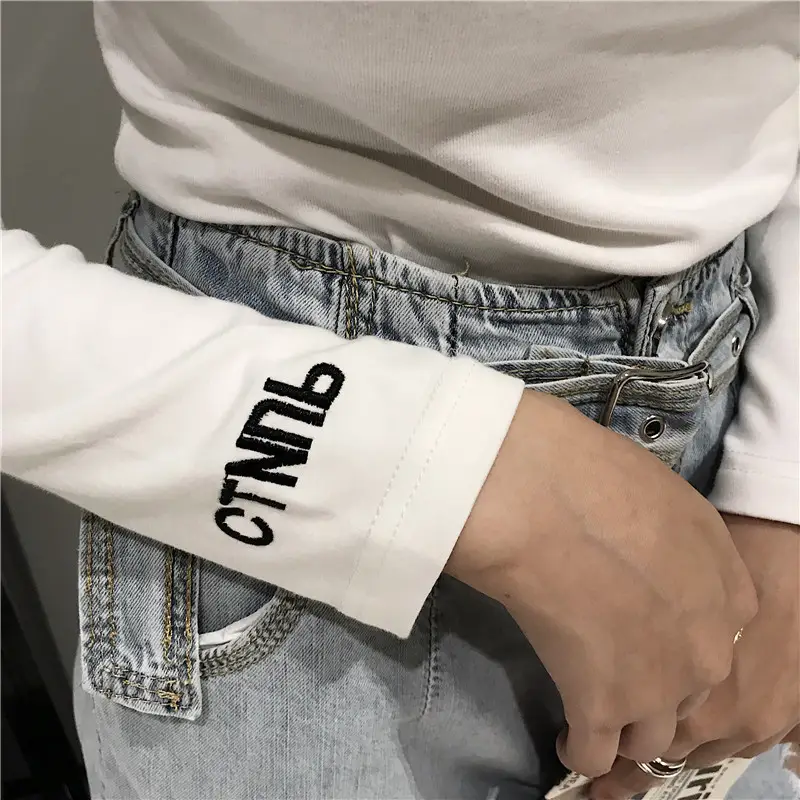 Women's Embroidered Long Sleeve T-Shirt White Winter — feature 9