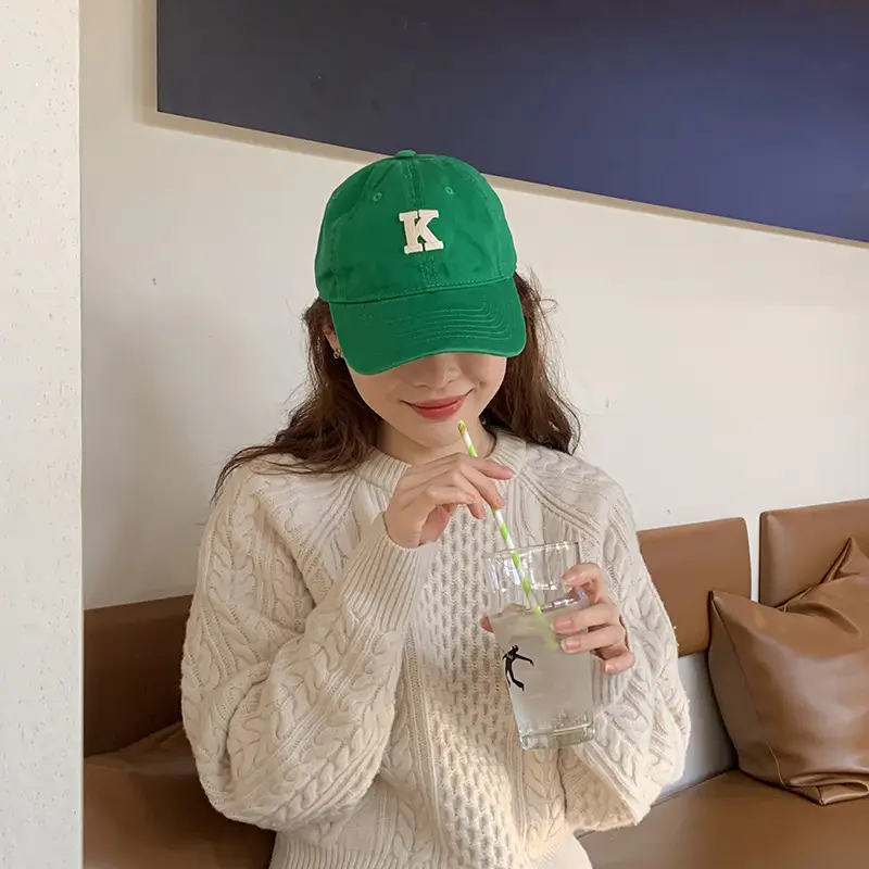 K Letter Baseball Cap Green Women Men - Image 24