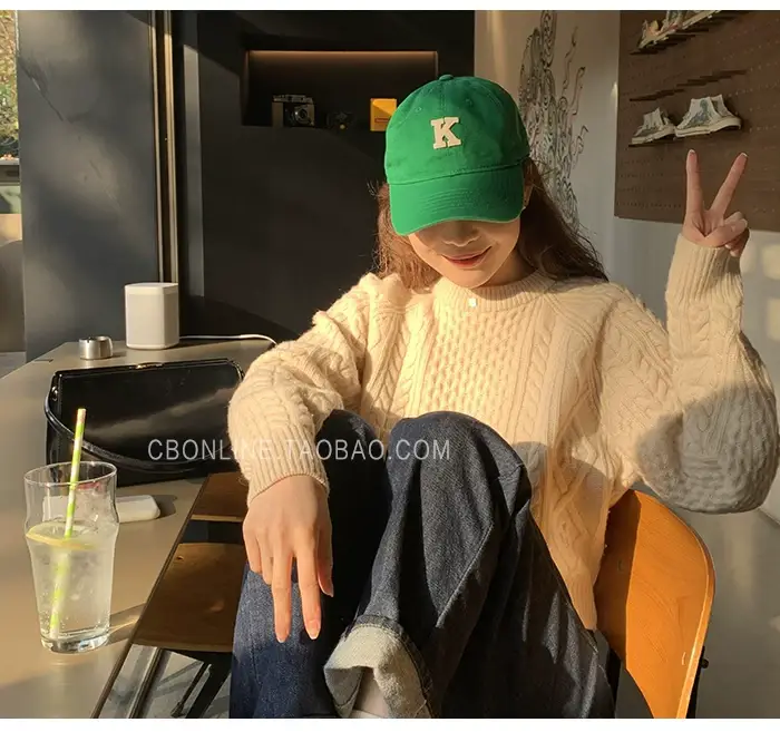 K Letter Baseball Cap Green Women Men — feature 37