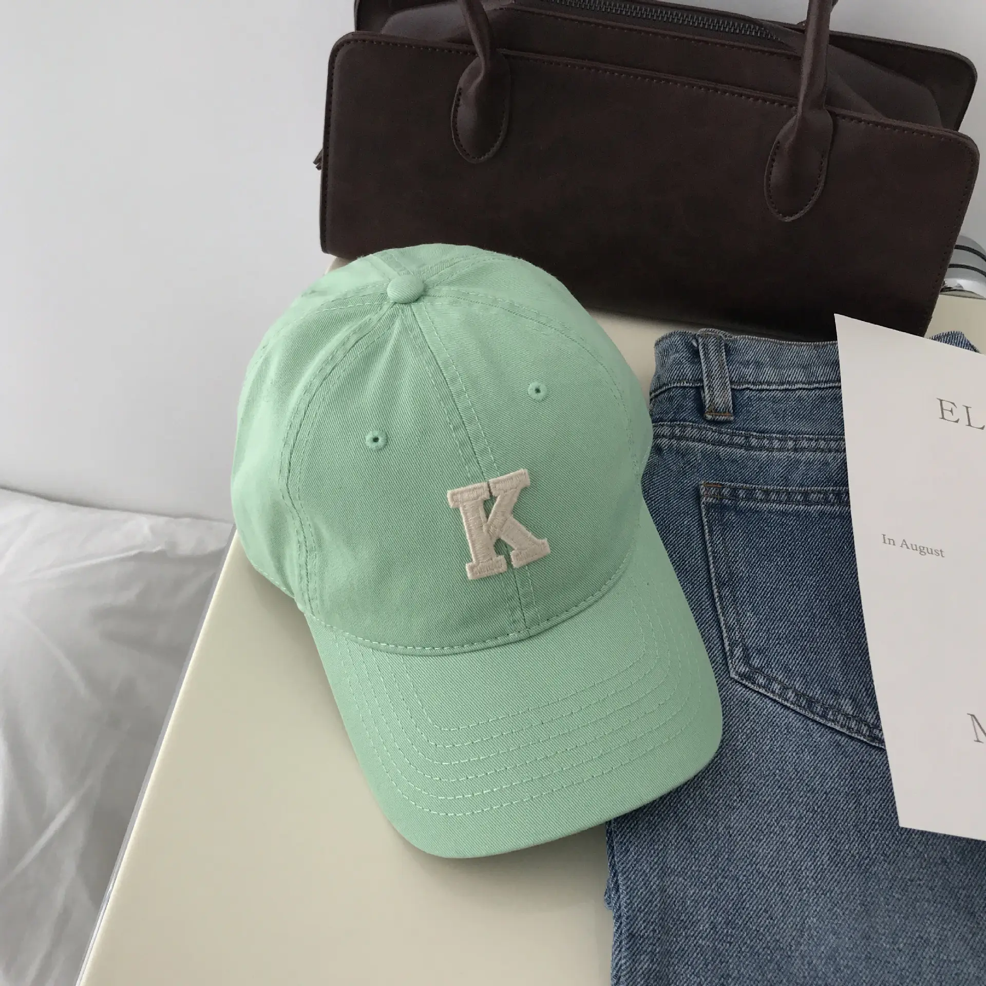 K Letter Baseball Cap Green Women Men - Image 12