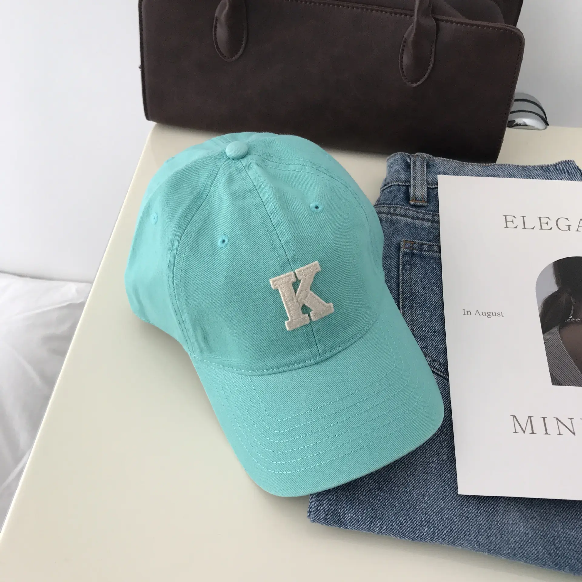 K Letter Baseball Cap Green Women Men - Image 22