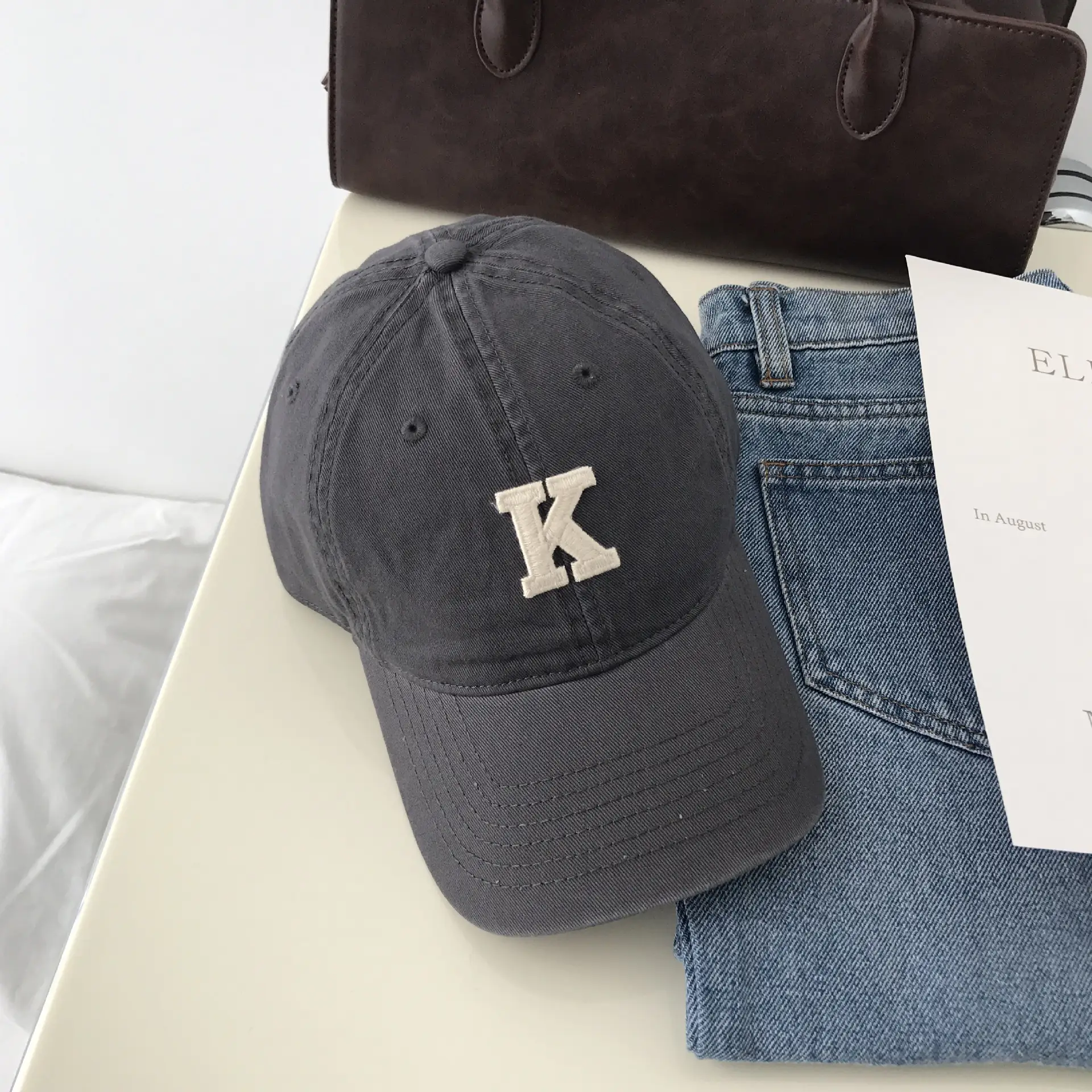 K Letter Baseball Cap Green Women Men - Image 8
