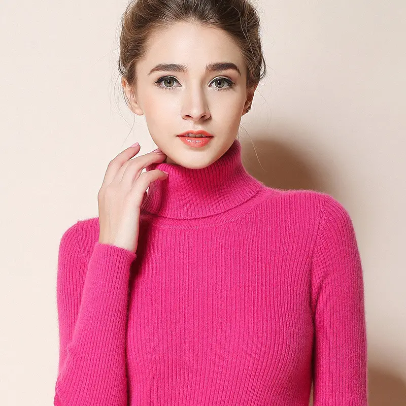 Women's 2021 Turtleneck Sweater Yellow Slim Fit - Image 10