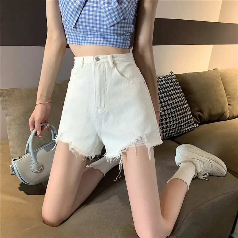 Black Ripped High Waist Denim Shorts for Women 2026 - Image 8